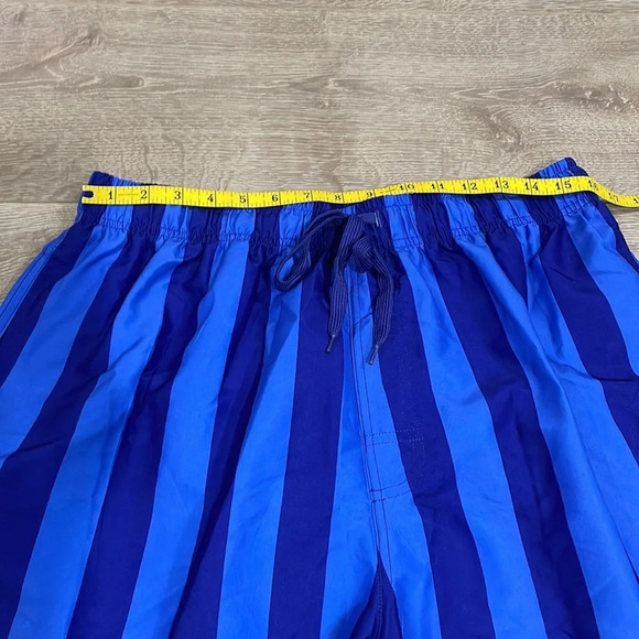 NWOT Cromer Resortwear Swim Trunks Elastic Waist Blue Striped L (36/38) - Picture 9 of 15